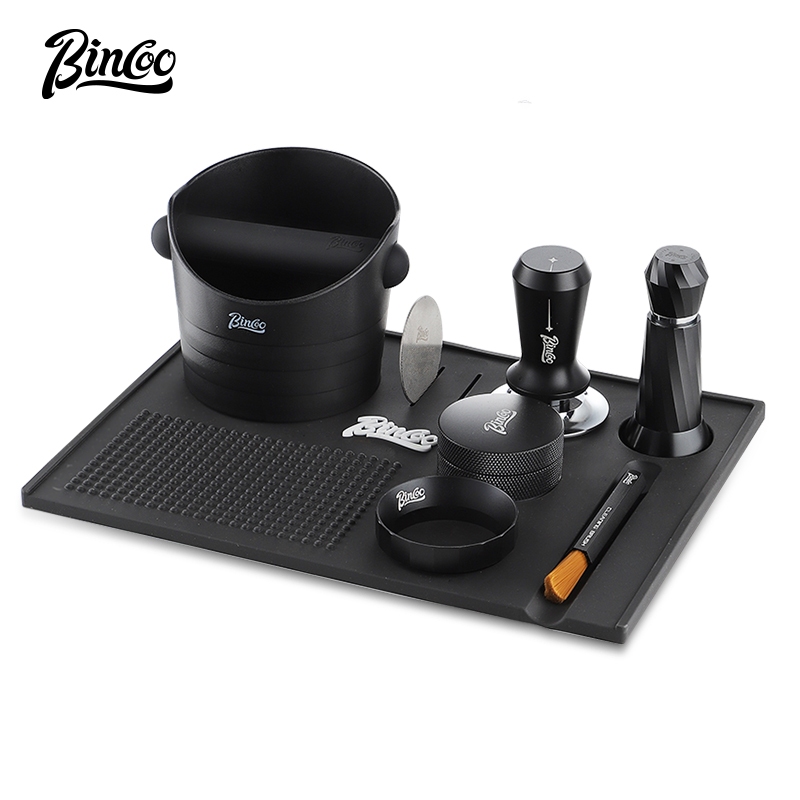 Bincoo Multi-functional Coffee Press Mat Coffee Counter Storage Mat Coffee Press Hammer Powder Cloth Coffee Bucket Set Coffee Utensils 51MM/58MM