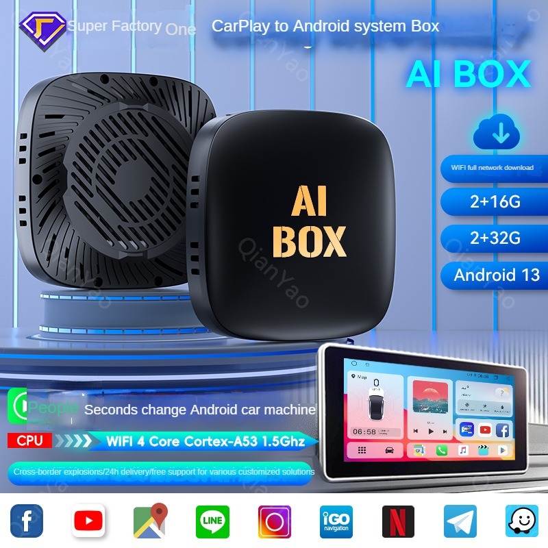 Carplay Box Android 13 Open AIBox Smart Box Carplay อะแดปเตอร์ไร้สายในรถยนต์