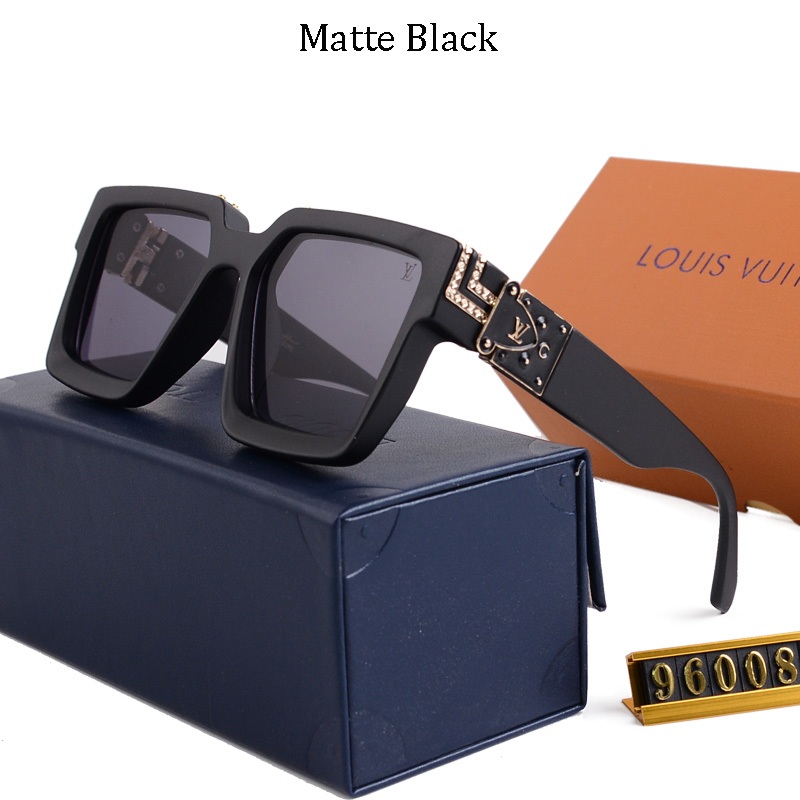 ใหม่ Luxury Vuitton Louis LV แว่นตากันแดดแฟชั่น เหมาะสำหรับผู้ชายและผู้หญิง สไตล์เรโทร กันแสงUV400