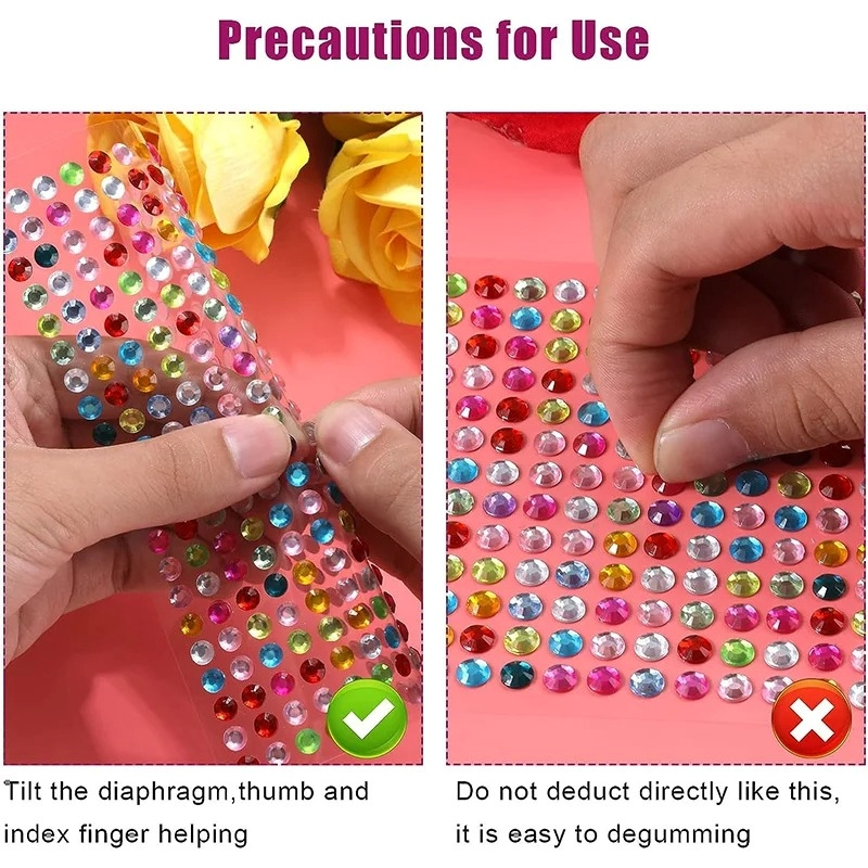 1 ชุด Rhinestone Self กาวสติกเกอร์คริสตัลอัญมณีสติกเกอร์เหมาะสําหรับ DIY ตกแต่ง