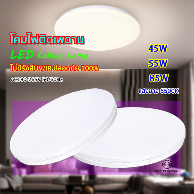 โคมซาลาเปา ไฟติดเพดาน 45W 55W 85W LED ทรงกลม สำเร็จรูปพร้อมหลอด แสงสีขาว Daylight 6500K แบรนด์แท้ มีรับประกัน1ปี