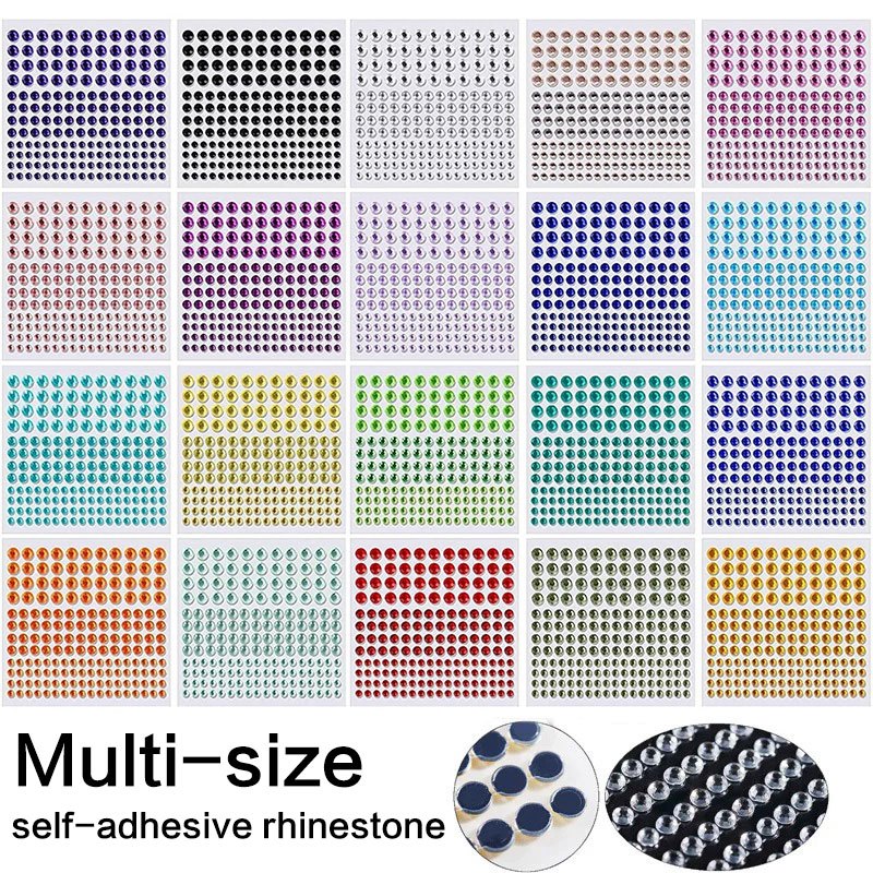 1 ชุด Rhinestone Self กาวสติกเกอร์คริสตัลอัญมณีสติกเกอร์เหมาะสําหรับ DIY ตกแต่ง