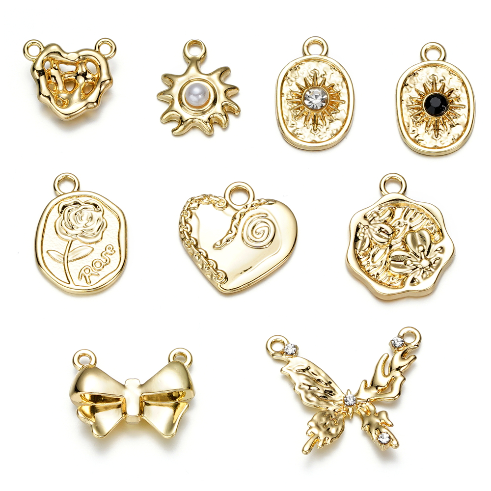 St. kunkka โลหะผสม 1 ชิ้นพร้อมจี้เพทายเทียมดอกทิวลิปจี้ผีเสื้อสําหรับ DIY สร้อยข้อมือลูกปัดสร้อยคอพวงกุญแจจี้โซ่โทรศัพท์มือถือ