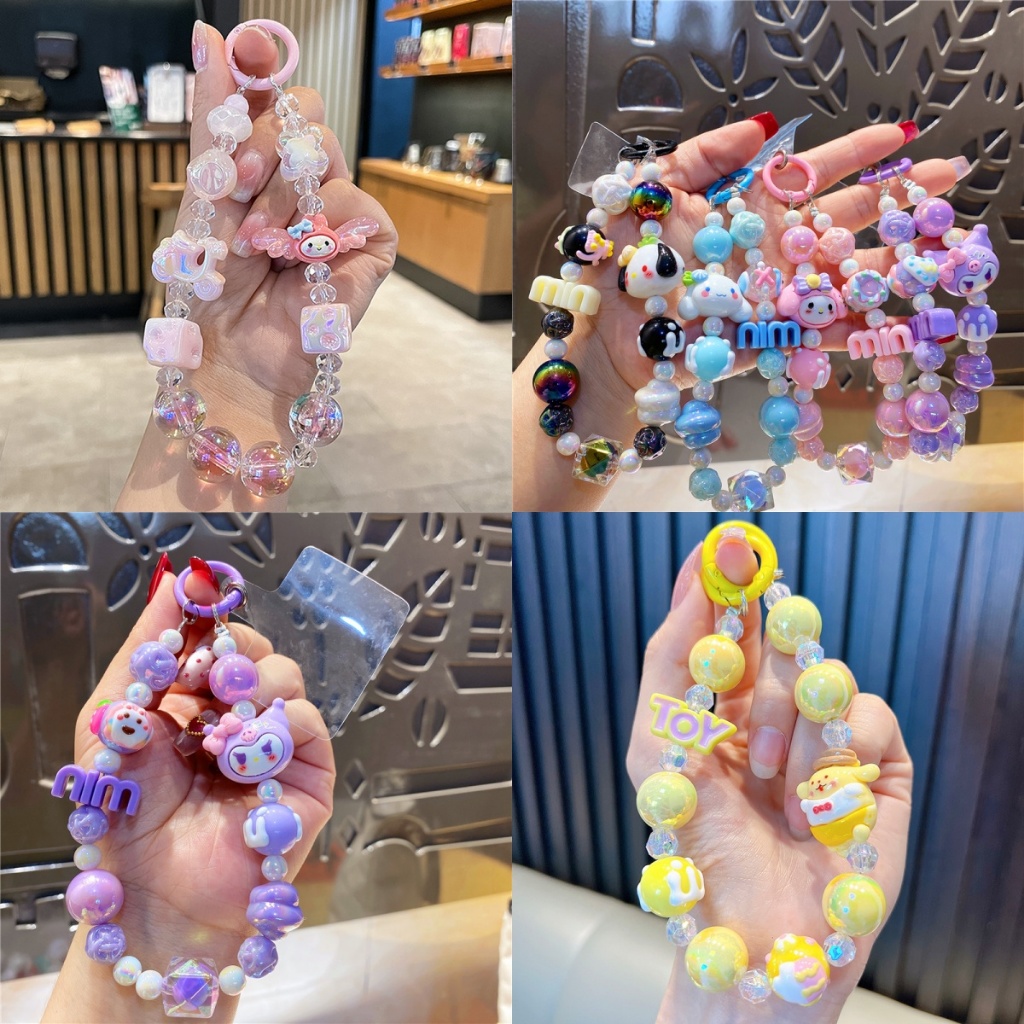 [trysingoin] Sanrio พวงกุญแจลูกปัดอะคริลิครูปอะนิเมะ Melody Kuromi Cinnamoroll Hello Kitty จี้พวงกุญแจกระเป๋าน่ารัก Ch อุปกรณ์เสริม TH