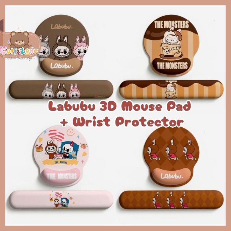 ของขวัญ Labubu 3D แผ่นรองเมาส์ซิลิโคนสายรัดข้อมือชุดแผ่นรองข้อมือหญิงแป้นพิมพ์สํานักงาน Handrest Man