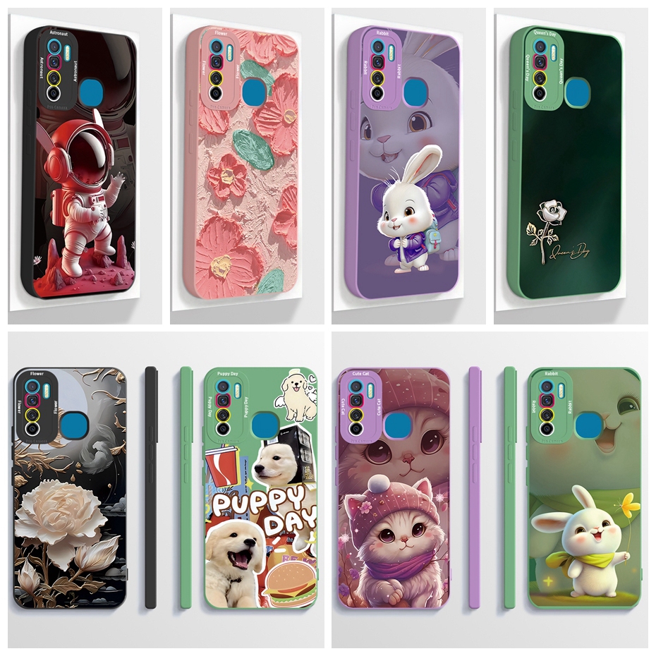 สําหรับ Infinix S5 / S5 Lite เคสโทรศัพท์ความงามการ์ตูนนักบินอวกาศ Full Matte Soft TPU ซิลิโคนกันกระแทกปลอก
