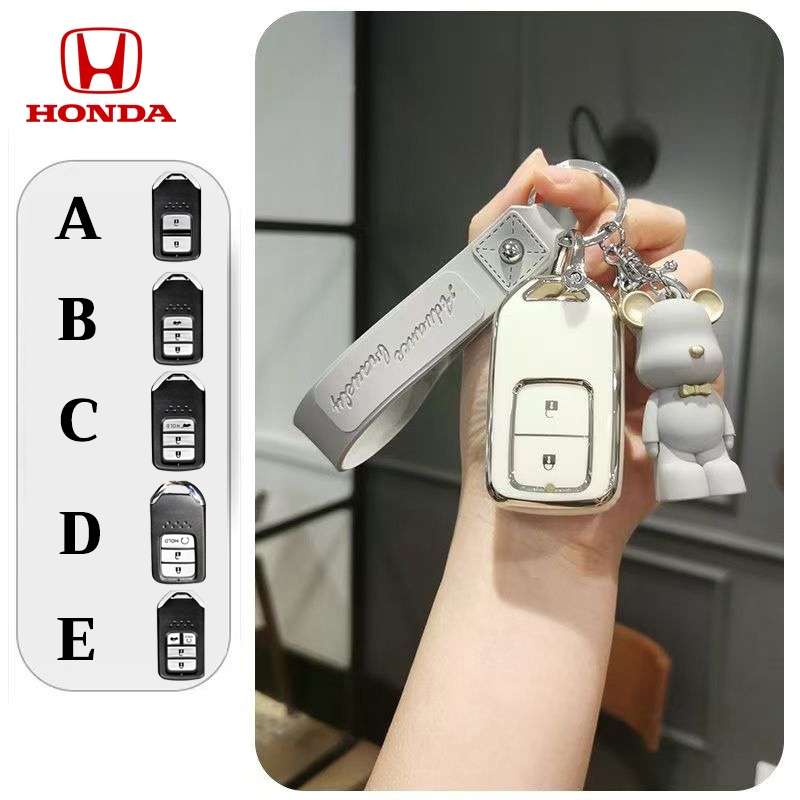 Honda Jazz/Accord/Civic fc-fk/City( top)/ Hatchback/CRV/HRV/BRV รถ TPU Remote Key Cover Case Casing Honda พวงกุญแจ