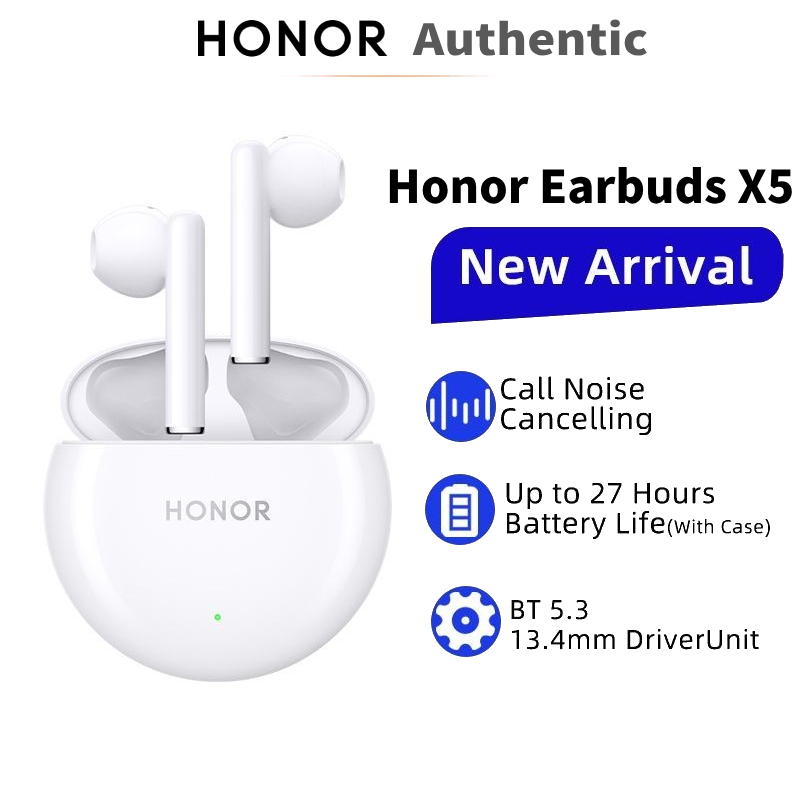 Honor หูฟัง X5 TWS หูฟังบลูทูธตัดเสียงรบกวนหูฟังไร ้ สาย True 27 ชั ่ วโมงอายุการใช ้ งานแบตเตอรี ่ สําหรับ HONOR 90