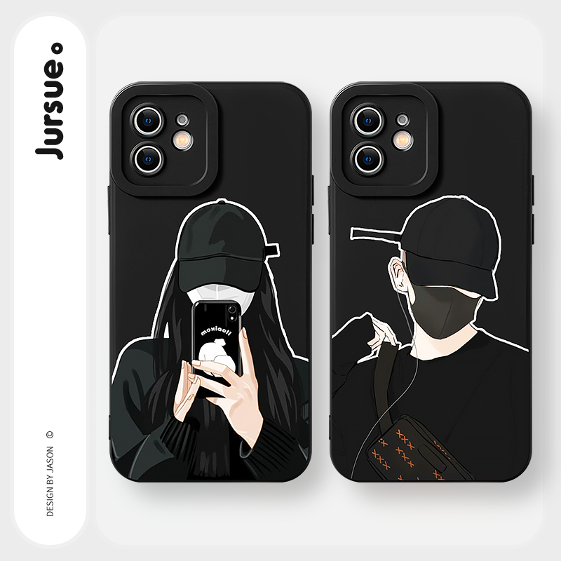 JURSUE เคสคู่ เคสไอโฟน คู่รัก กันกระแทกซิลิโคนนุ่มน่ารักตลก เคสโทรศัพท์ for iPhone 17 Air 16 15 14 13 12 11 Pro Max SE 2020 X XR XS 8 7 Plus พลัส Y5326