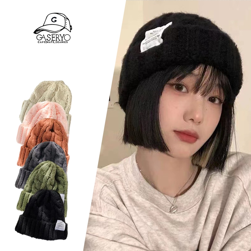 Gaseryo ฤดูใบไม้ร่วงและฤดูหนาวหมวกถักบิดอบอุ่นย้อนยุคทุกการแข่งขันปิดหูกันหนาวหมวกขนสัตว์