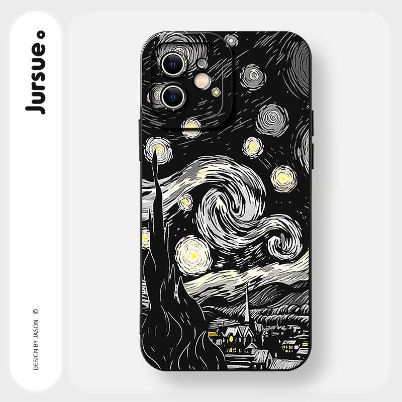 JURSUE เคสไอโฟน เคสซิลิโคนนุ่มกันกระแทกน่ารักตลก เคสโทรศัพท์ สีดำ for iPhone 16 15 14 13 12 11 Pro Max SE 2020 X XR XS 8 7 Plus พลัส Y5338Q