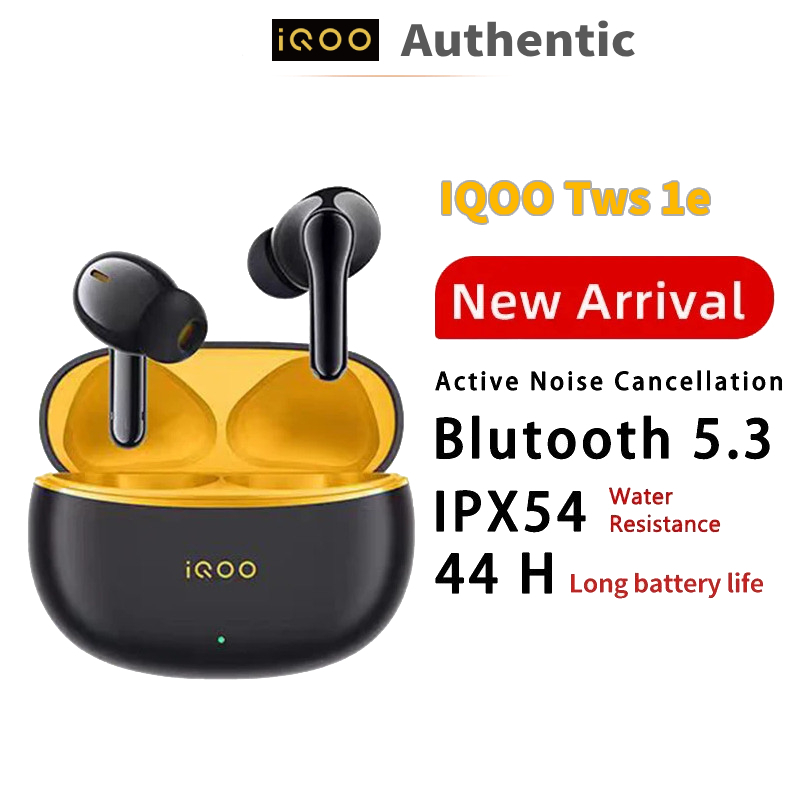 IQOO TWS 1e หูฟังไร้สายลดเสียงรบกวนแบบแอคทีฟหูฟังบลูทูธไมโครโฟน 44H อายุการใช้งานแบตเตอรี่ยาวนาน IP54 ชุดหูฟังกันน้ํา