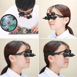 Kiprun ขยาย,แถบคาดศีรษะ LED Light แว่นตาแว่นขยาย, 10X 15X 20X 25X Dual Eye Loupe เลนส์สําหรับนาฬิกาซ่อมเครื่องประดับเลนส์แว่นขยายแก้ว