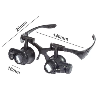 Kiprun ขยาย,แถบคาดศีรษะ LED Light แว่นตาแว่นขยาย, 10X 15X 20X 25X Dual Eye Loupe เลนส์สําหรับนาฬิกาซ่อมเครื่องประดับเลนส์แว่นขยายแก้ว