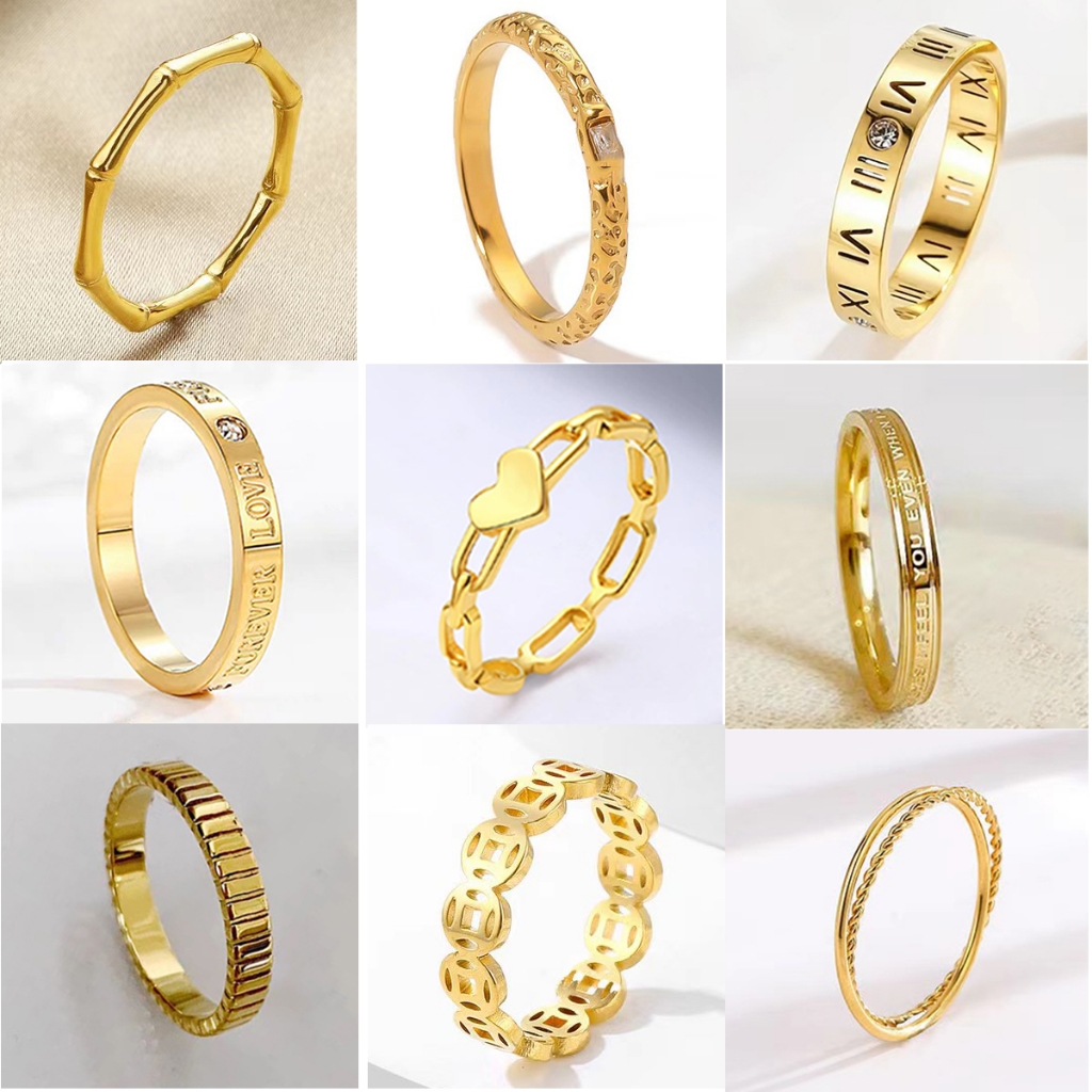 ไทเทเนียมเหล็กเงา 18K Gold แหวนกันเหงื่อกันน้ํา Non-Fading แหวน I Love You แหวนคู่คลาสสิกแฟชั่นที่เรียบง่ายแหวนหาง Love เพชรผู้ชายผู้หญิงแหวน