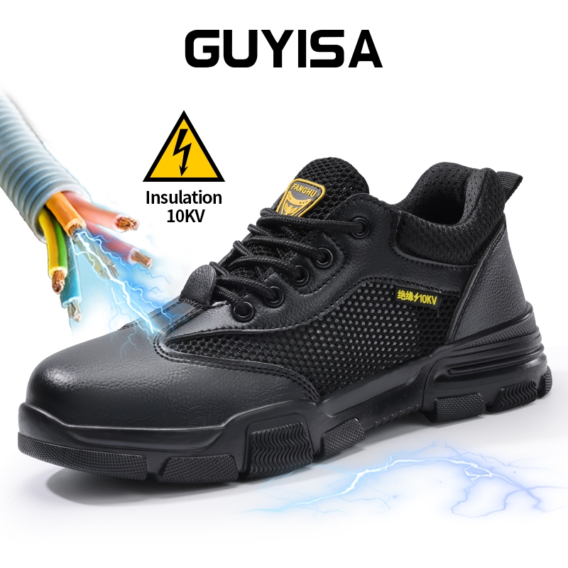 Guyisa รองเท้าเซฟตี้ รองเท้าช่างไฟฟ้า รองเท้าระบายอากาศ กันลื่น สีดํา CN36-46 1092kv