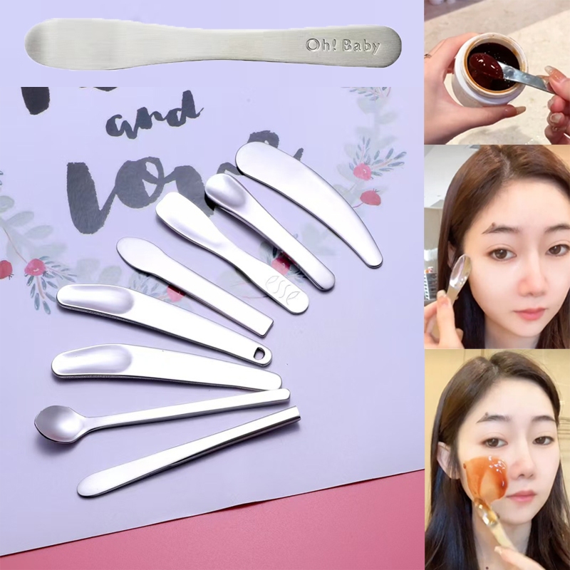 สแตนเลสสตีลเครื่องสําอาง Scoop Foundation Applicator Face Mask ช้อนครีมบํารุงรอบดวงตา Applicator