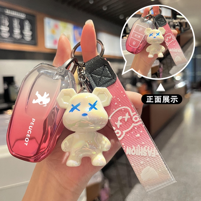 ใหม่ เคสกุญแจรีโมทรถยนต์ สําหรับ Peugeot 2023 4008 2008 3008 5008 508 408 208 206 ของแต่งรถยนต์ พวงก