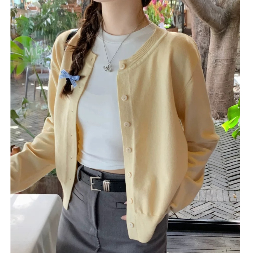 ฤดูใบไม้ร่วงใหม่สไตล์ถักเสื้อสเวตเตอร์ถักผู้หญิงรอบคอหลวมทั้งหมดตรงกับสีทึบแจ็คเ