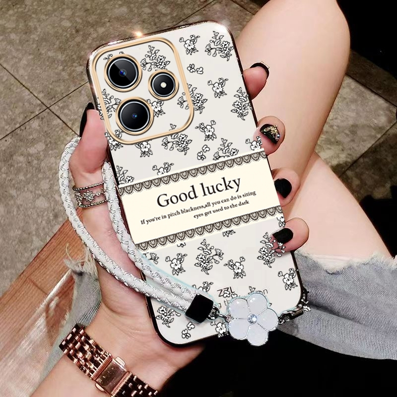 เคส ปลอก realme C63 realme C61 4G 2023 โทรศัพท์กรณี softcase electroplated ซิลิโคนกันกระแทกที่ครอบการออกแบบใหม่ความงามหรูหราย้อนยุคสร้อยข้อมือสำหรับสาว ddxybh01