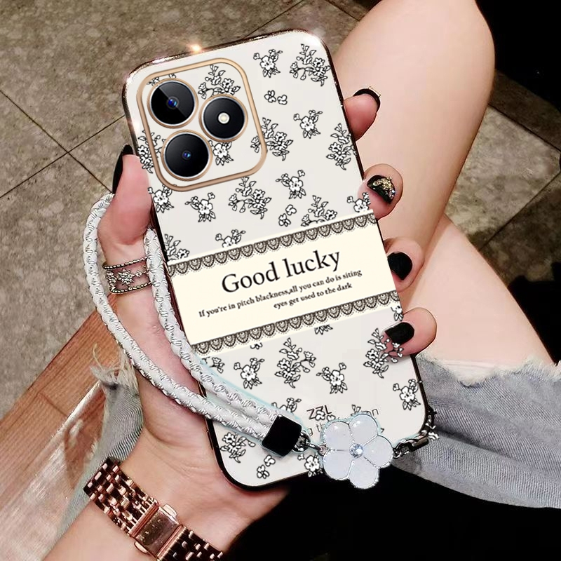 เคส ปลอก realme C53 5G 2023 realme C51 realme NOTE 50 softcase electroplated ซิลิโคนกันกระแทกปกการออกแบบใหม่ความงามหรูหราย้อนยุคสร้อยข้อมือสำหรับสาว ddxybh01