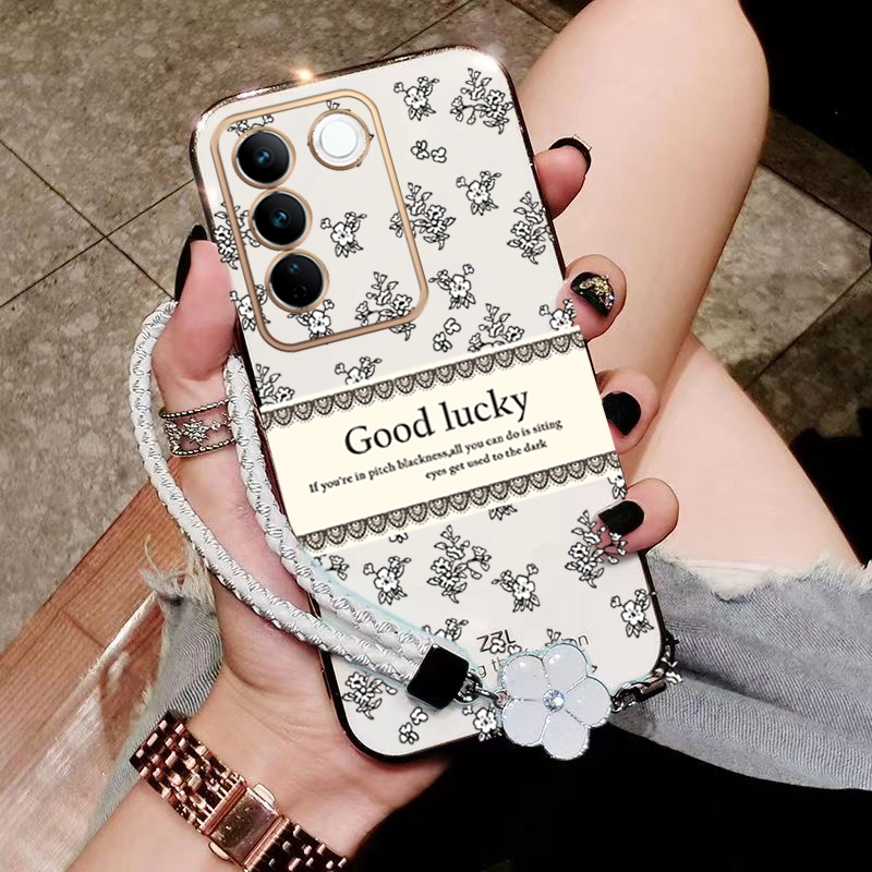 เคส ปลอก Vivo V27 5กรัม Vivo V27e 2023 Vivo Y100 V29e V29 5G 2023 โทรศัพท์กรณี Softcase ซิลิโคนเหลวที่ครอบการออกแบบใหม่ความงามหรูหราย้อนยุคสร้อยข้อมือสำหรับสาว ddxybh01