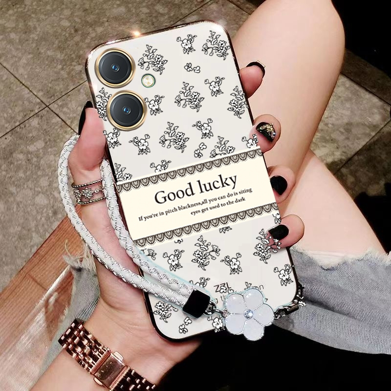 เคส ปลอก VIVO Y27 4G 2023 VIVO Y27 5G กรัมโทรศัพท์กรณี softcase ซิลิโคนเหลวป้องกันเรียบปกการออกแบบใหม่ความงามหรูหราย้อนยุคสร้อยข้อมือสำหรับสาว ddxybh01