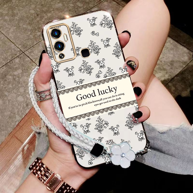 เคส ปลอก Infinix hot 12 play Infinix ร้อน12i Infinix hot 12 โทรศัพท์กรณี Softcase Electroplated ซิลิโคนกันกระแทกปกการออกแบบใหม่ความงามหรูหราย้อนยุคสร้อยข้อมือสำหรับสาว DDXYBH01