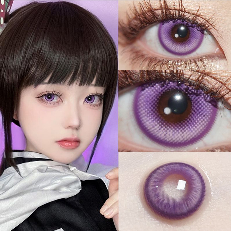 Graded 1 คู่คอสเพลย์คอนแทคเลนส์สีสีม่วง Violet Halloween Softlens 6 เดือน