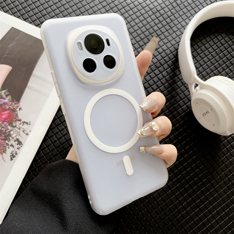 เคสแม่เหล็กฝ้าบางเฉียบสําหรับ Huawei Honor Magic 6 5 4 3 P60 P50 P40 Pro ปลอก Matte PC Hard โปร่งแสงป้องกันลายนิ้วมือปกหลัง