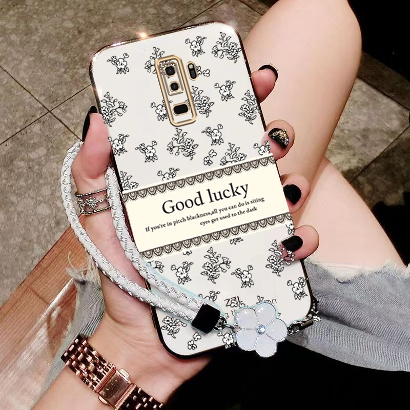 เคส ปลอก Samsung S9 Plus Samsung S9 เคสโทรศัพท์ Softcase Electroplated ซิลิโคนกันกระแทกฝาครอบเรียบการออกแบบใหม่ Aesthetic Luxury Retro สร้อยข้อมือสำหรับสาว DDXYBH01