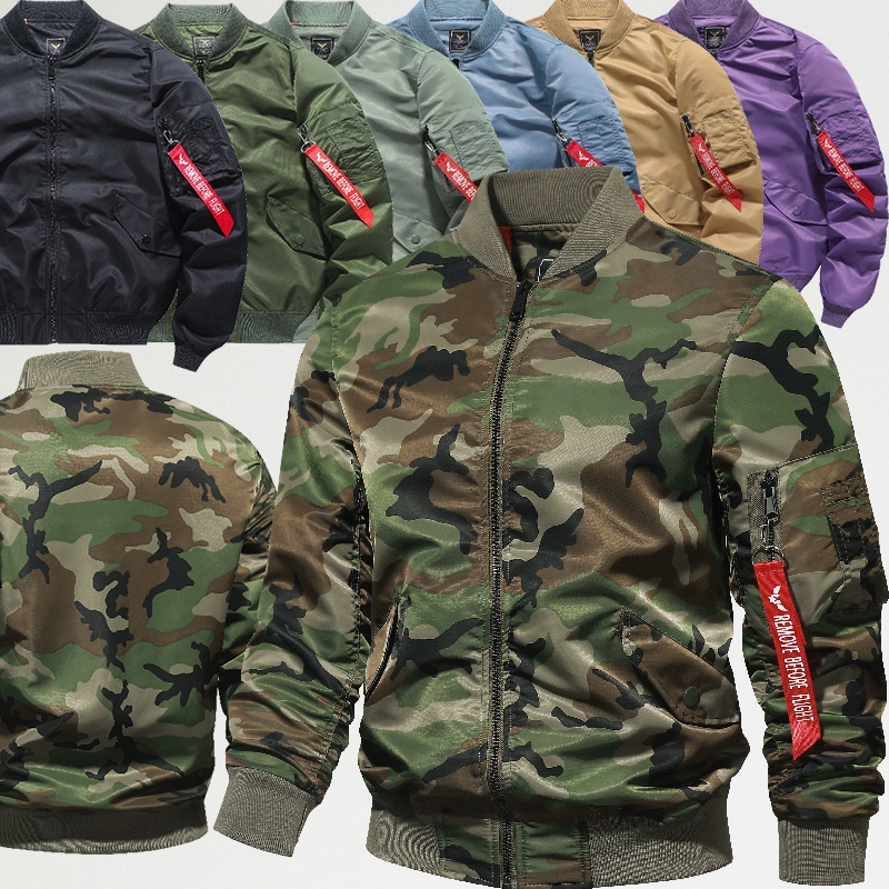 Men F Mens Flight Jacket Casual Fashion All-Match Jacket