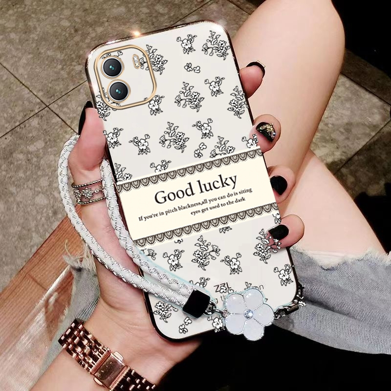 เคส ปลอก poco C65 5G 2023 Redmi 13C 4G โทรศัพท์กรณี softcase electroplated ซิลิโคนกันกระแทกป้องกันเรียบปกการออกแบบใหม่ความงามหรูหราย้อนยุคสร้อยข้อมือสำหรับสาว ddxybh01