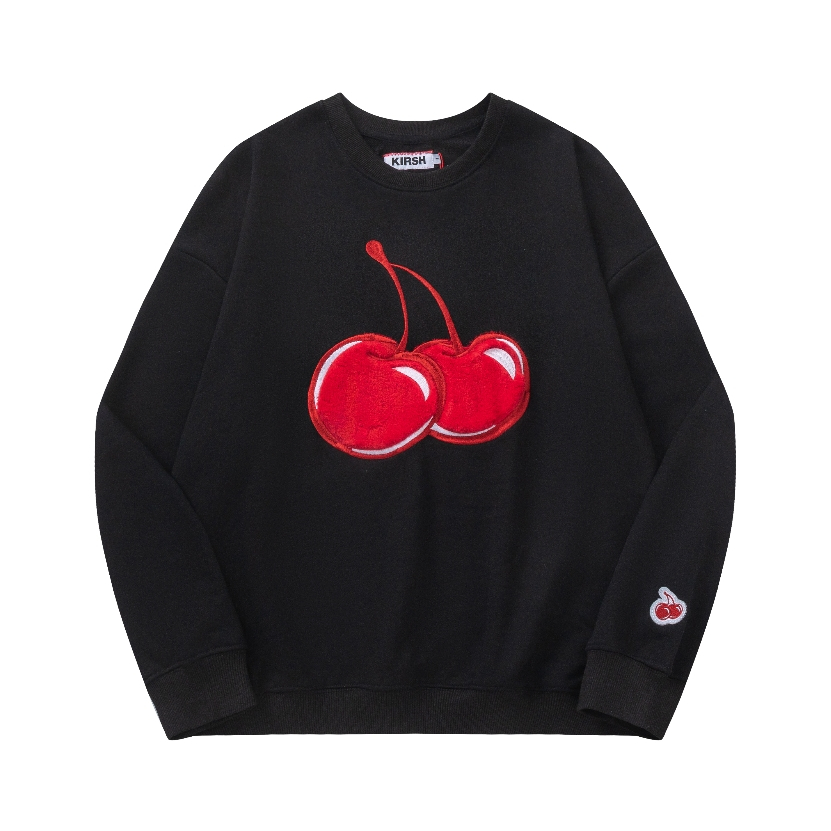 Street Wear Casual Top Cherry Plaid Cloth Round Neck Casual Sweatshirt Cherry Plush Round Neck Casual Sweatshirt One Size 4 สี