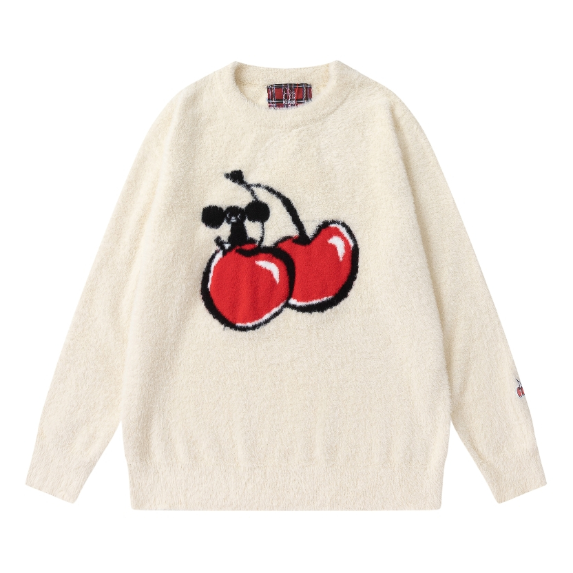 Street Wear Cherry เย็บปักถักร้อย Craft Tacasa Co-Branded เสื้อกันหนาว One Size