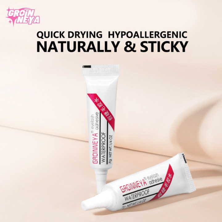 Groinneya คุณภาพสูงกันน้ําขนตากาว 1 ชิ้นเครื่องมือแต่งหน้า Strong Professional False Hypoallergenic EyeLash กาวกาว 7g