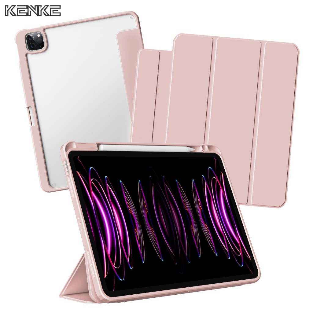 KENKE เคส iPad 2 ใน 1 ที่ถอดออกได้แม่เหล็กโปร่งใสพร้อมช่องใส่ดินสอสำหรับ iPad 2024 M4 Pro 11 นิ้ว Pro 13 iPad Air 6 (11นิ้ว) Air 4 เคส ipad air 5 เคสไอแพด gen9 7 8 Pro 12.9 เคสไอแพด gen10 (2020/2021/2022) mini 6 case