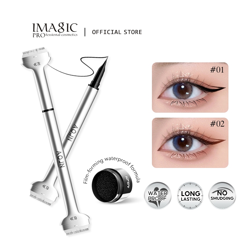 IMAGIC จินตนาการ กันน้ําล่างขนตาแสตมป์ติดทนนานอายไลเนอร์ปากกาแสตมป์สองหัวเหมาะสําหรับสามเณรแต่งหน้าตา