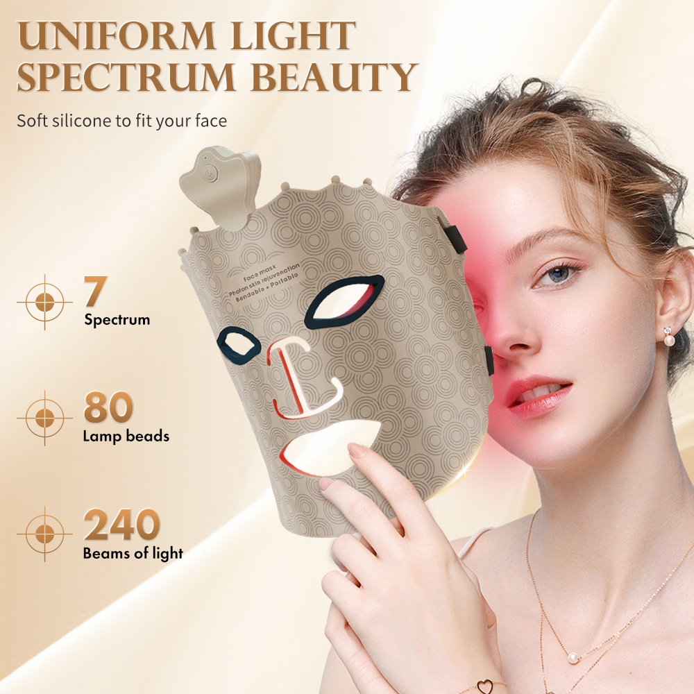 Deciniee Photon Reuvenation Mask 240 โคมไฟลูกปัดวัสดุซิลิโคน 7 สี Led Face Mask Photon Skin Wirless ปรับความงาม