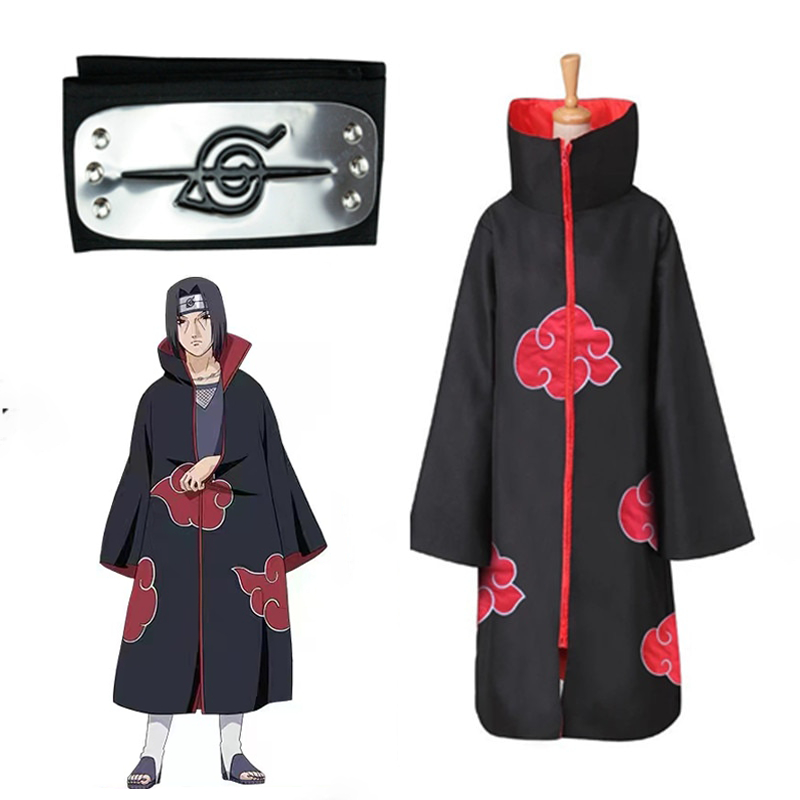 Rabbite อะนิเมะ Naruto คอสเพลย์เครื่องแต่งกาย Akatsuki Cloak Cape อะนิเมะปาร์ตี้ฮาโลวีน Akatsuki Coa