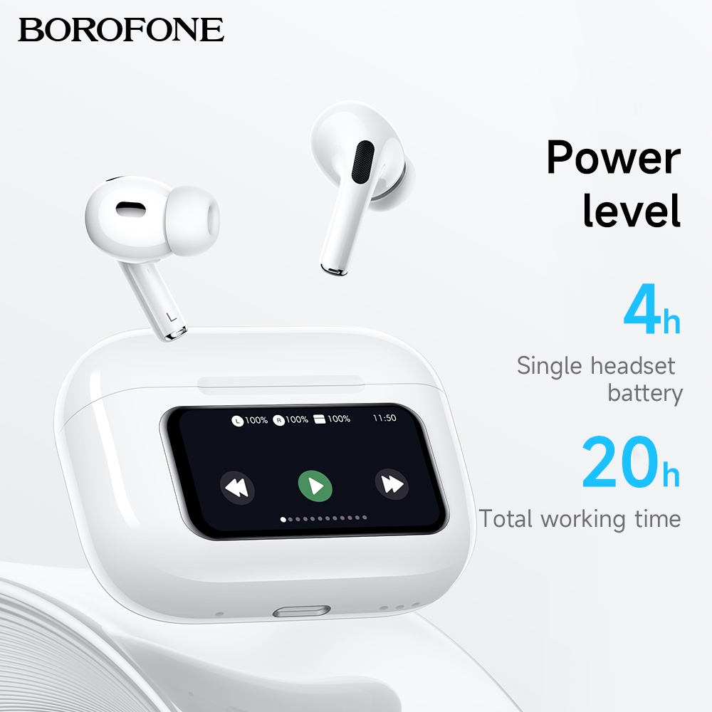 Borofone Original BW76 TWS หูฟังบลูทูธไร้สาย True ANC ตัดเสียงรบกวนกีฬาเพลงหูฟังหน้าจอสัมผัสพร้อมไมโครโฟนสําหรับโทรศัพท์สมาร์ททั้งหมด Universal หูฟัง - รูปที่ 4