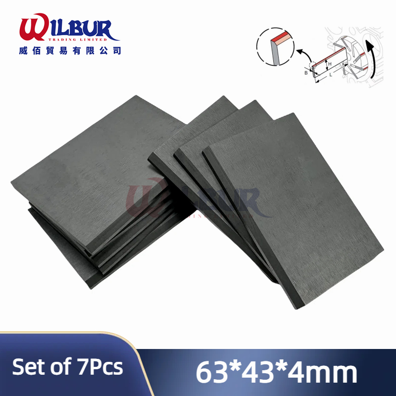 7 ชิ้น 63*43*4 มม.คาร์บอน Vanes VT4.25 Graphite Vane สําหรับปั๊มสูญญากาศปั๊มลมคาร์บอน Vane แผ่นคอมเพรสเซอร์ใบมีด