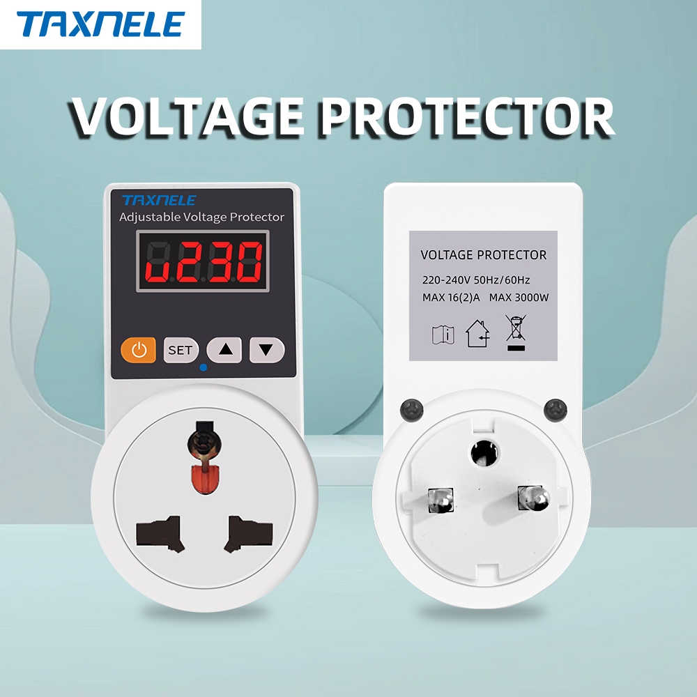 Ac 220V 16A อัตโนมัติแรงดันไฟฟ้า Protector ซ็อกเก็ตปรับ EU ปลั๊กแรงดันไฟฟ้าปลอดภัยตู้เย็นป้องกัน