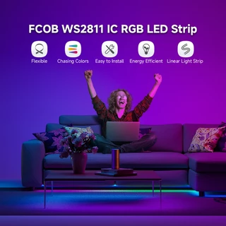 BTF-LIGHTING 10 เมตร COB RGB IC แถบไฟ LED 576LEDs/m WS2811 IC แอดเดรสได้ 12V 24V
