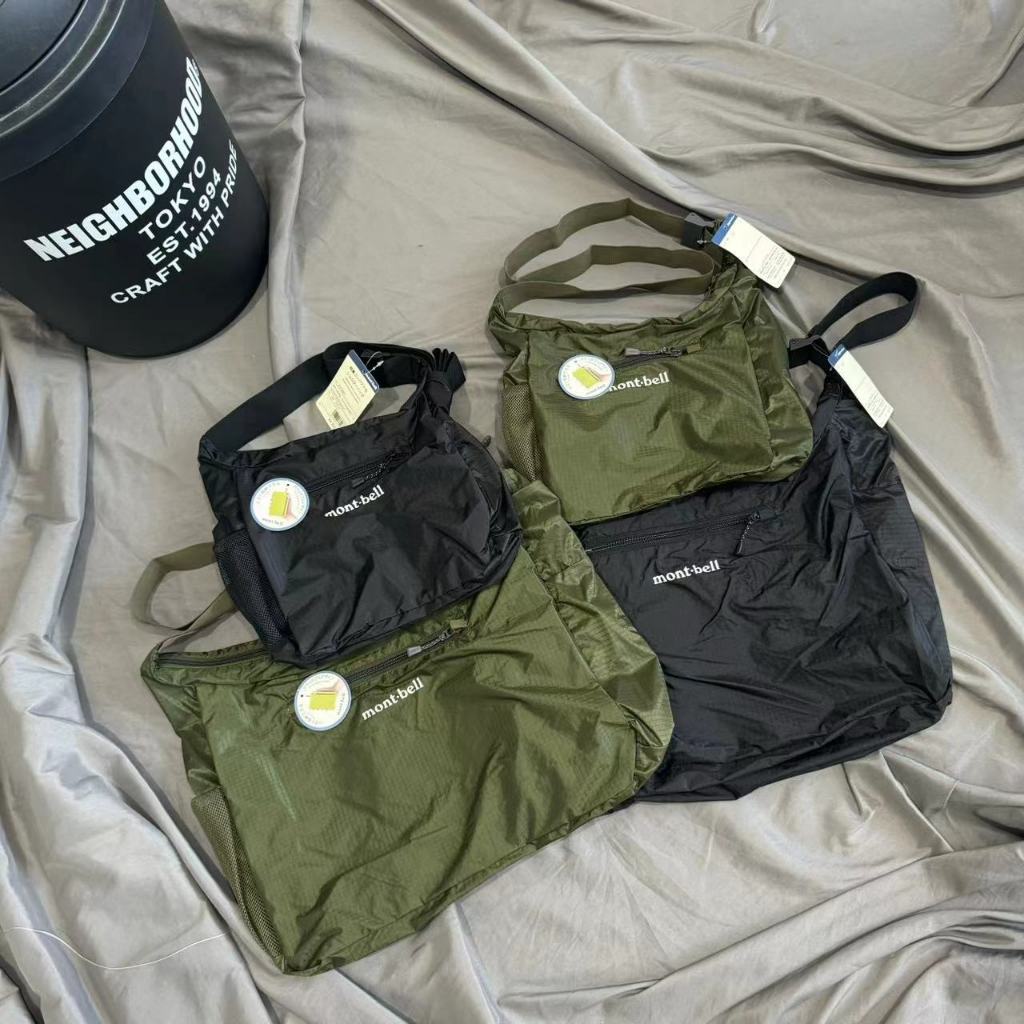 Montbell Pocketable Light กระเป๋าสะพายปฏิบัติ Ultra-Lightweight Messenger กระเป๋าพับเก็บกลางแจ้งกันน้ํา 70D ไนลอน Tear-Resistant ผ้ายูรีเทนเคลือบ All-Match ไหล่เดียวผู้ชายผู้หญิงคู่