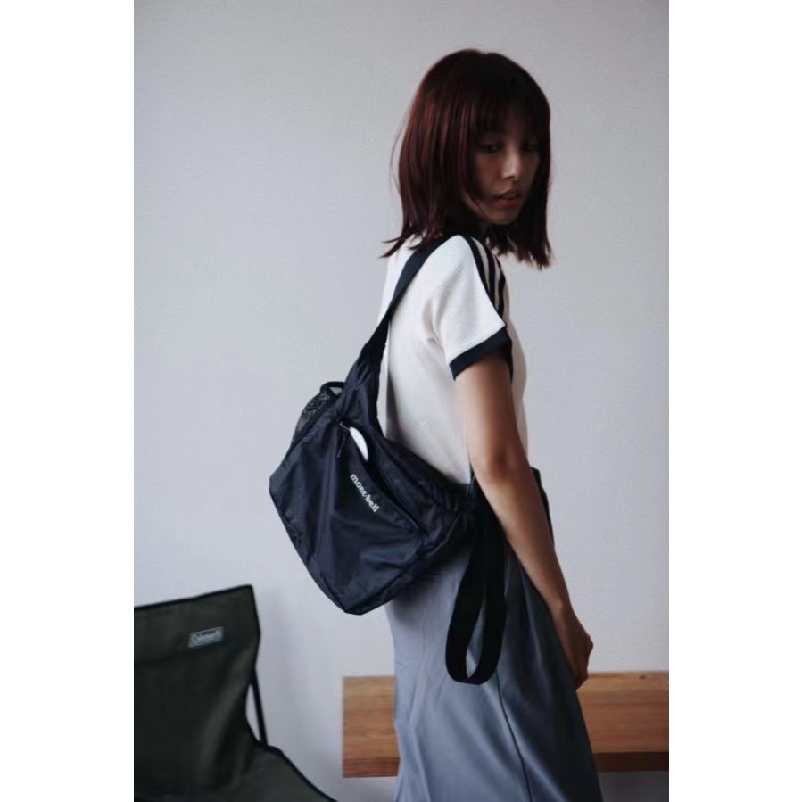 Montbell Pocketable Light กระเป๋าสะพายปฏิบัติ Ultra-Lightweight Messenger กระเป๋าพับเก็บกลางแจ้งกันน้ํา 70D ไนลอน Tear-Resistant ผ้ายูรีเทนเคลือบ All-Match ไหล่เดียวผู้ชายผู้หญิงคู่