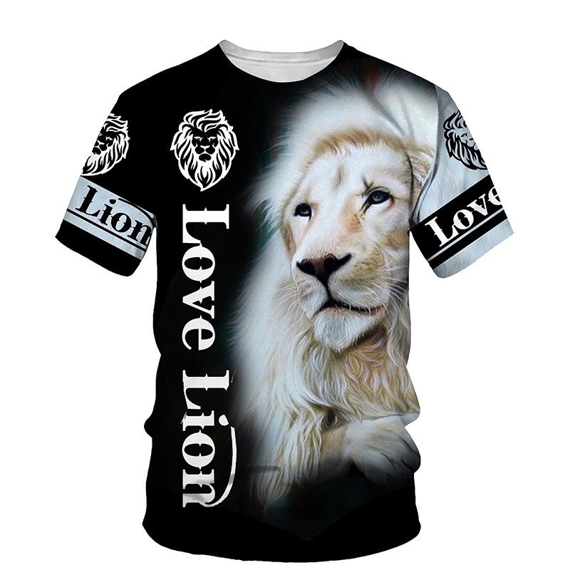 เสื้อยืดผู้ชายลําลองลายสิงโต#短袖