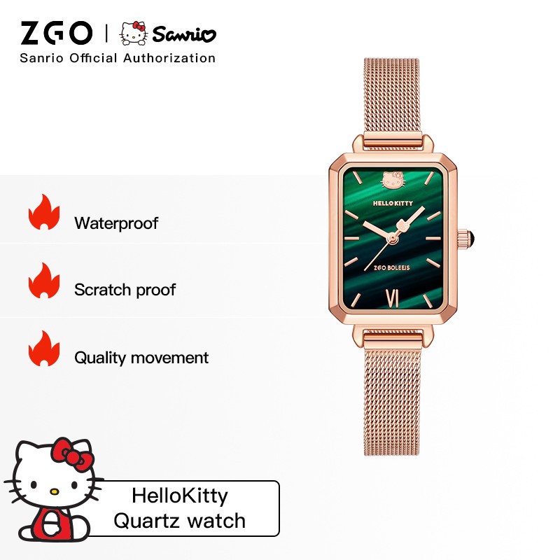 ZGO x Sanrio นาฬิกาข้อมือ ขนาดเล็ก สีเขียว เหมาะกับของขวัญวันเกิด สไตล์ฝรั่งเศส สําหรับผู้หญิง 278