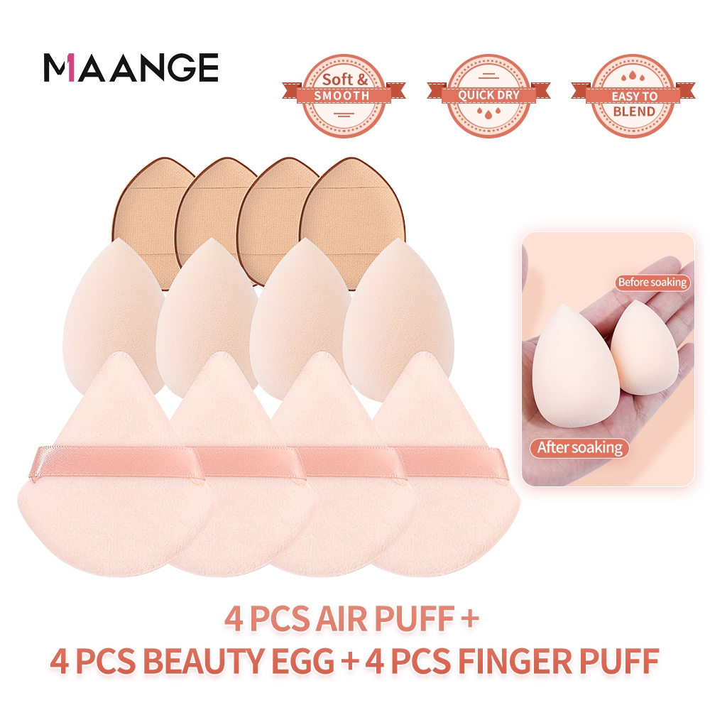 MAANGE ชุดผสม 12ชิ้น พัฟแต่งหน้าเนื้อนุ่ม คุณภาพสูง sponge puff อ่อนนุ่มพัฟฟองน้ํา ฟองน้ำไข่แต่งหน้า 51533