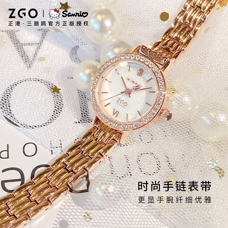 ZGO x Hello Kitty นาฬิกาข้อมือผู้หญิง ของแท้ โรสโกลด์ กันน้ำ นาฬิกาข้อมือควอตซ์แฟชั่น ลาย หรูหรา 286